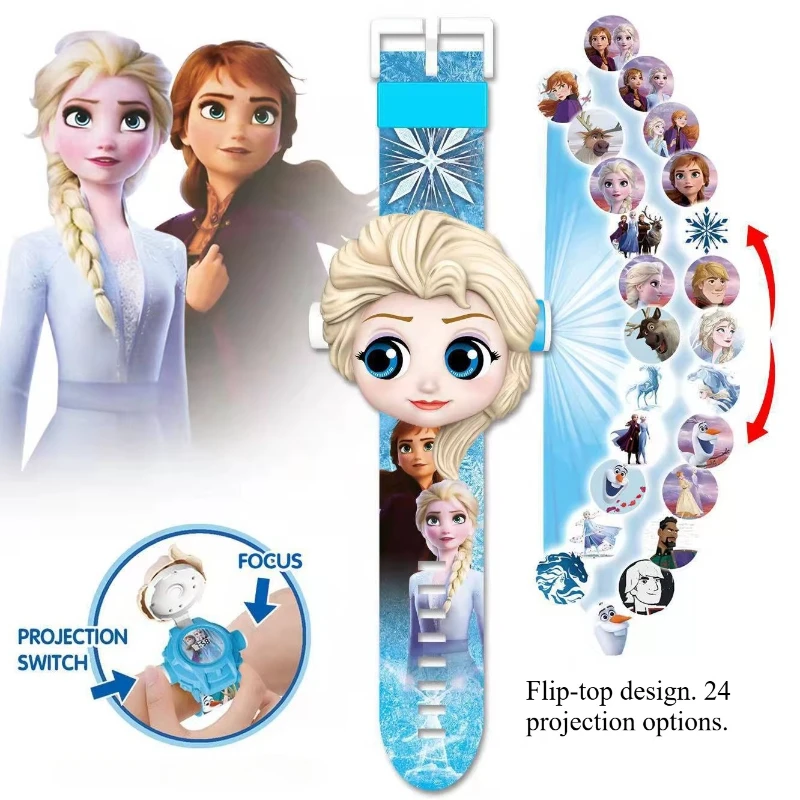 

Disney Frozen Elsa Kids’ Projection Watch – Official Licensed Flip-Top Projector, 24 Images, LED Cartoon Wristwatch Gift