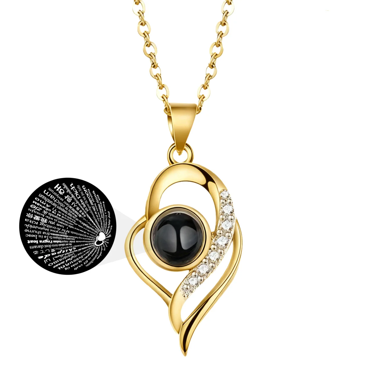 Custom Heart Photo Projection Necklace Fashion High-end Clavicle Chain Valentine's Creative Personalized Romantic Gift Jewelry