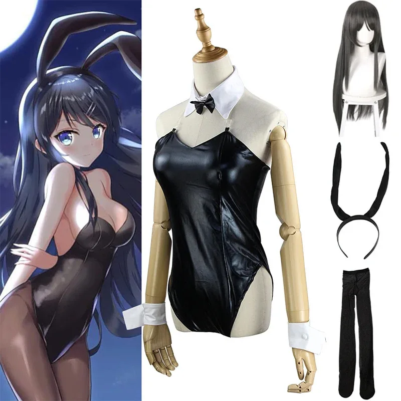 Novo 2025 sakurajima mai cosplay traje para meninas halloween feminino preto sexy macacão rascal não sonha de coelho menina se ❤ ❤ dd