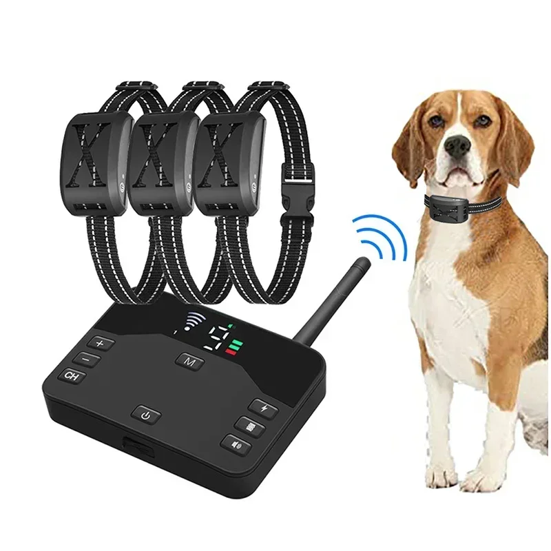 New 2 in 1 Wireless Pet Electronic Fence, Dog Trainning Device, Smart Bark Stop Collar Waterproof Recharable Vibration Collar