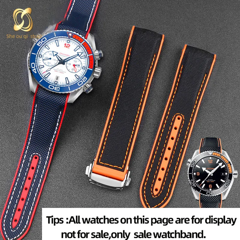 20MM 21MM 22MM Nylon Rubber Sole Watch Strap For OMEGA SEAMASTER300/600 Silicone Watch Band  Waterproof And Sweat Resistant