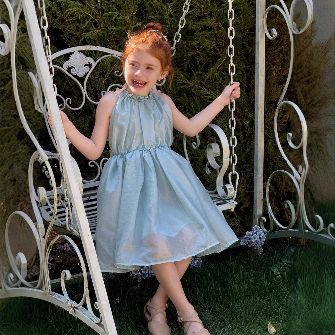 2025 Summer New Girls Backless High-end Sleeveless Dress Patchwork Fluffy Dress Girls Sweet Princess Dress
