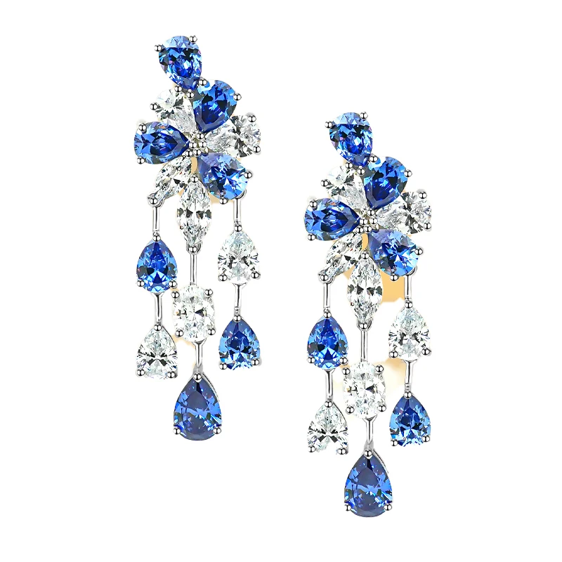 New earrings made of 925 pure silver with high carbon diamonds, luxurious and versatile, with a niche and high-end temperament