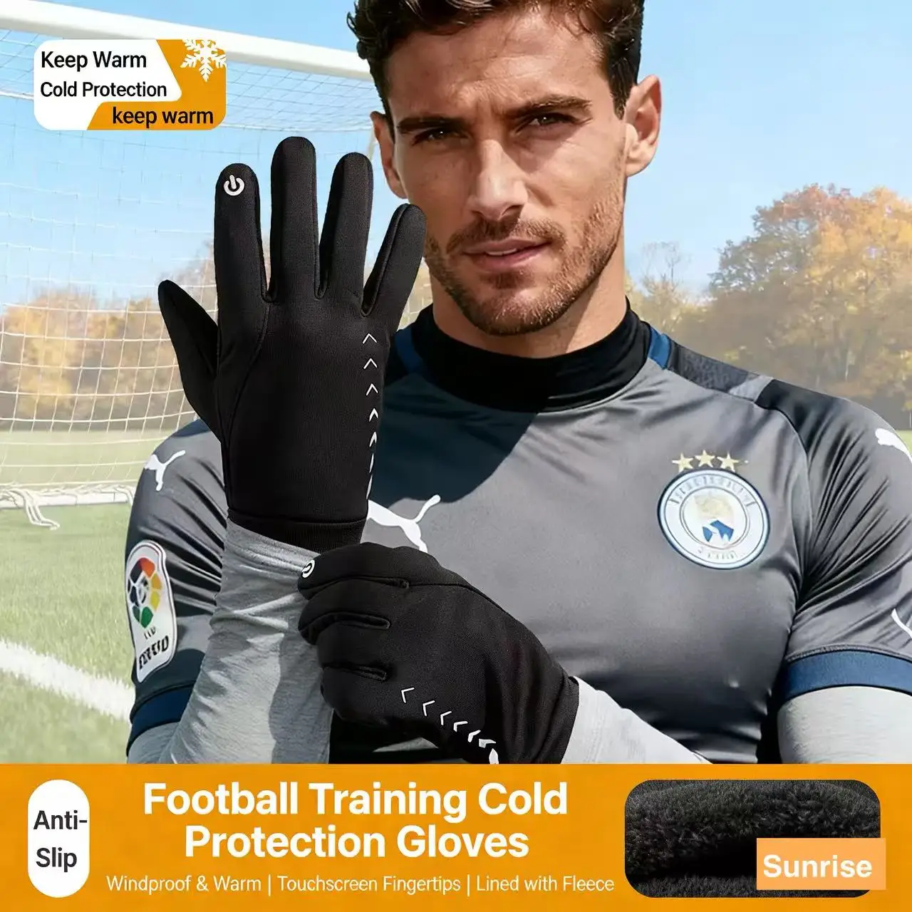 

Men's Football Training Gloves Touchscreen Full Palm Anti-slip Winter Outdoor Hiking Gloves Running Cycling Gloves Warm Gloves