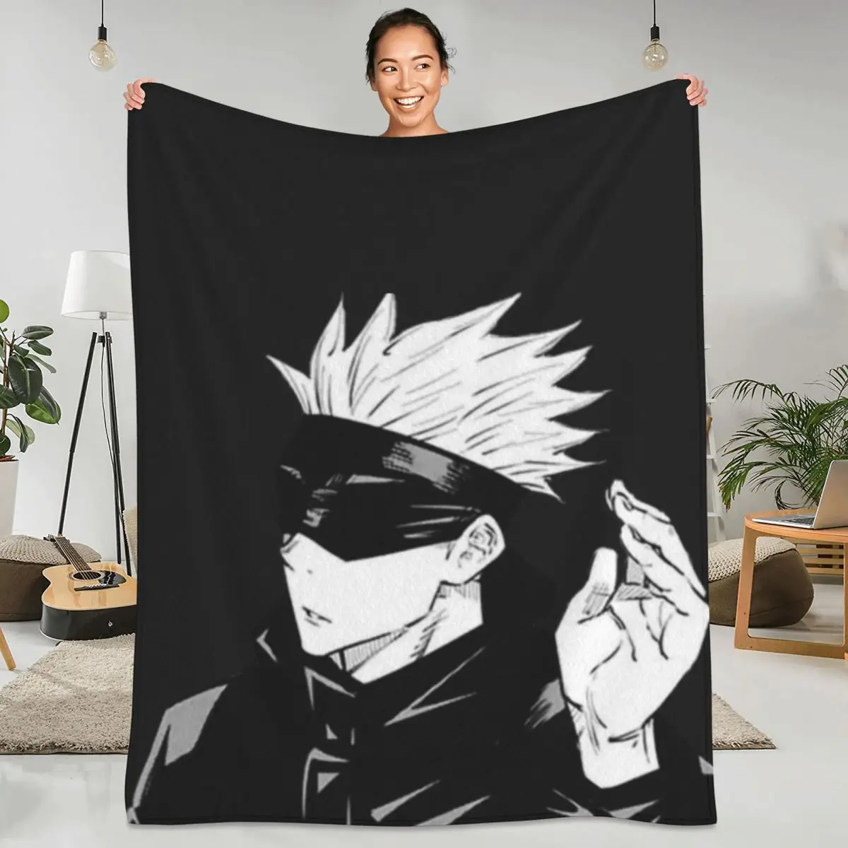 

Flannel Blanket Manga Handsome Soft Durable Throw Blanket for Living Room Camping Printed Bedspread Sofa Bed Cover