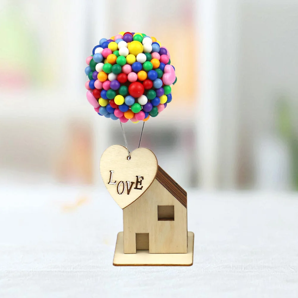 DIY House Model Kit Wood Balloons Ornaments Car Decoration Miniature Bamboo Gift