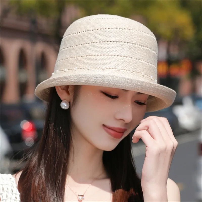 

Summer Ladies' Hats, The New Era Pearl Fisherman Hat, Fashionable Basin Hat, Beach Hat For Women, Sunscreen And Sunshade Hat