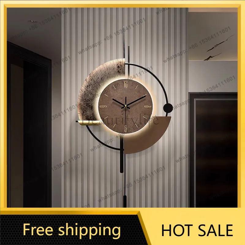 LJY Metal Upgrade Elegant Wall Clock Unique Round Modern Bedroom Digital Clock Luxury Design Nordic Horloge Murale Home Decor It