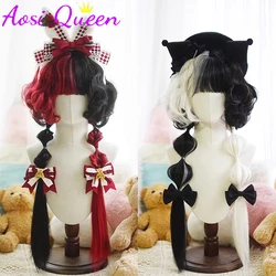 Synthetic Cosplay Wig Jellyfish Head Long Curly Black And White Red Brown Pink Color Matching Lolita Natural Heat-resistant Wig