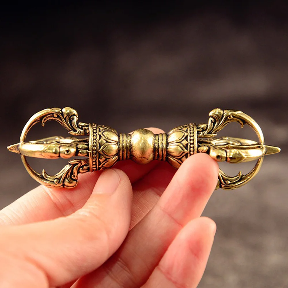 Vintage Messing-Vajra Tibetisch-Buddhistischer Lama-Dorge Dekor Handgeschnitzte Religiöse Gegenstände Feng-Shui-Ornament Sammlerstücke – Detail 1