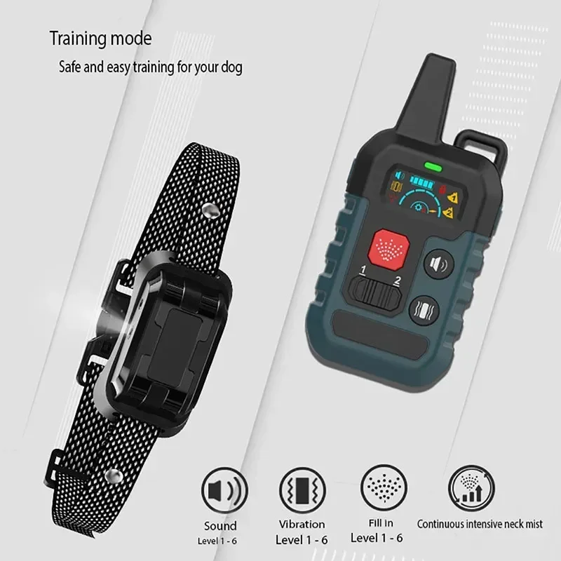 New Professional Spray Dog Training Device Color Screen Remote Control Electronic Pet Shock Spray Anti-Barking Training Collar