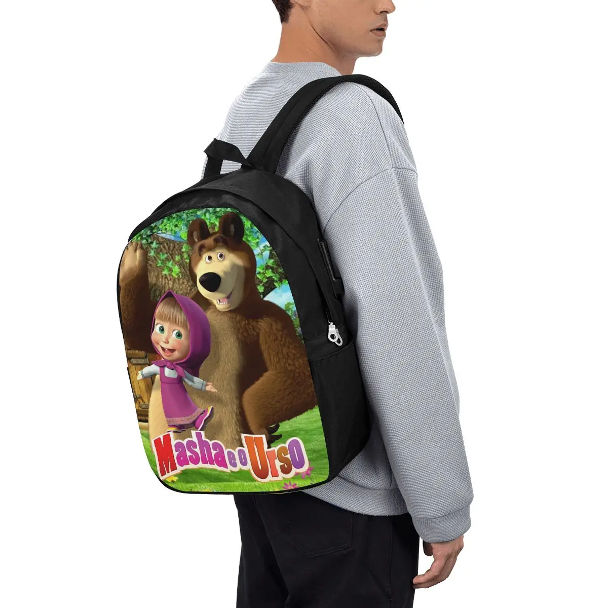 Cartoon Masha And The Bears Backpack Travel Notebook Bag Computer College Student School Bag Laptop Shoulder Bags for Men Women