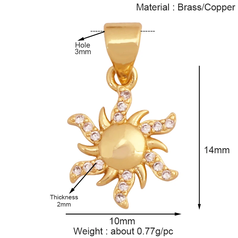 Trendy Mini Windmühle blinkende Bolzen Stern Sonne Mond Regenbogen Schneeflocke Charm Anhänger, Handwerk Schmuck Halskette Armband Zubehör S28 – Detail 11