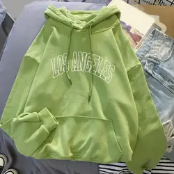 Women Hoodie Young Letter Print Hooded Sweatshirts Drawstring Loose Pullover Spring Hoodie Oversized Big Pocket Girl Hoodies