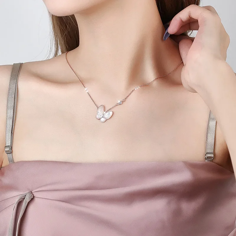 18KGold Fritillary Butterfly Necklace Women Summer Temperament New Premium Clavicle Chain Valentine's Day Gift Party Accessories