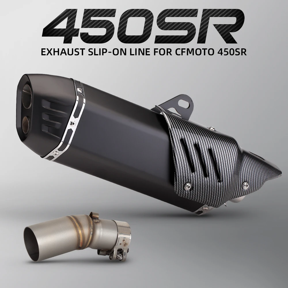 

Slip On For CFMOTO 450SR 450SS Motorcycle Exhaust Escape System Moto Double Hole with Cover Muffler Middle Link Pipe 51mm
