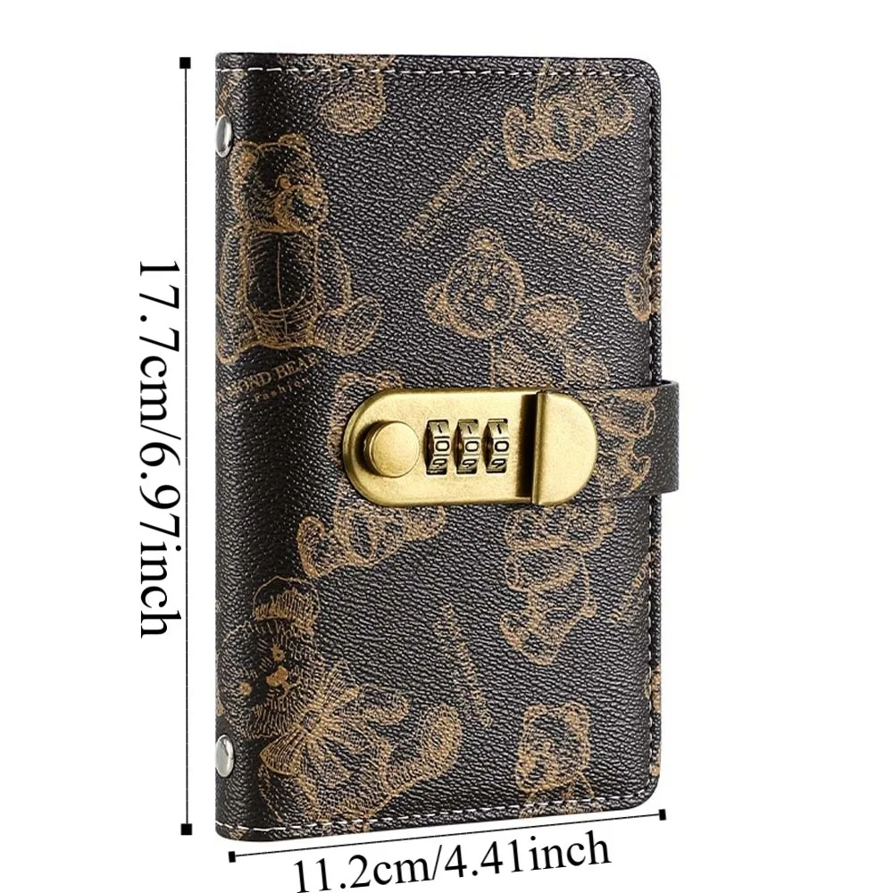 A6 Code Notebook for Money Anti-splash Water Daily Plan Cash Budget Ledger Cartoon Bear Printed Academic Weekly Agenda