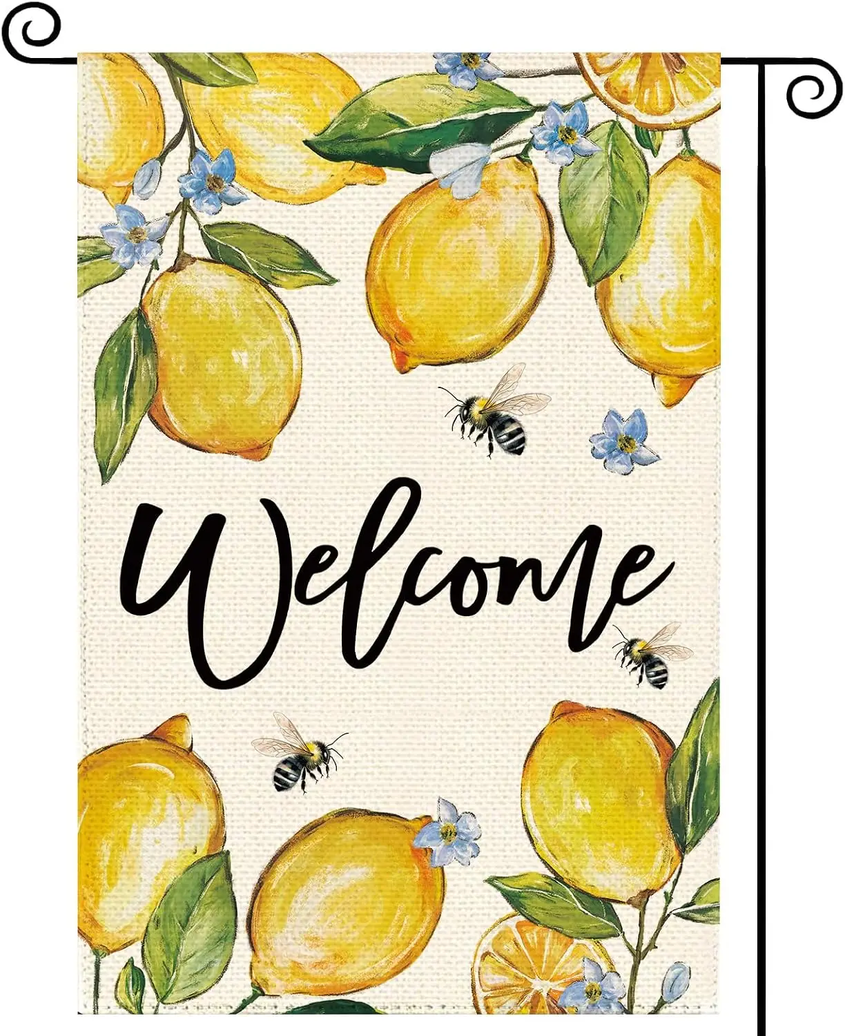 Yellow Lemon Fruit Bee Garden Flag Double Sided Small Yard Flags | Spring Summer 12x18 Inch Welcome Garden Flag, Amalfi Ital uui