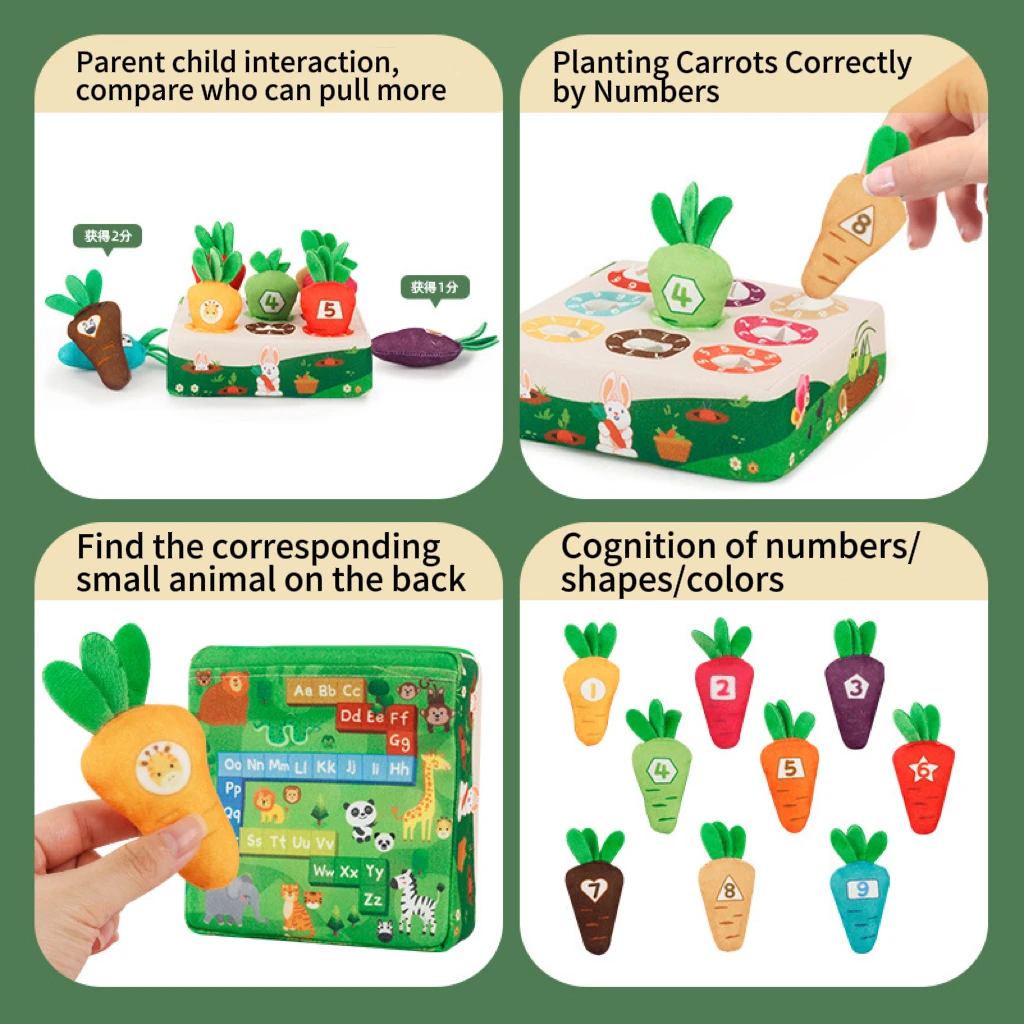 Cotton Radishes Montessori Toy Color digits shape and Animals Educational Toys For Preschool Sensory Activity Development Game