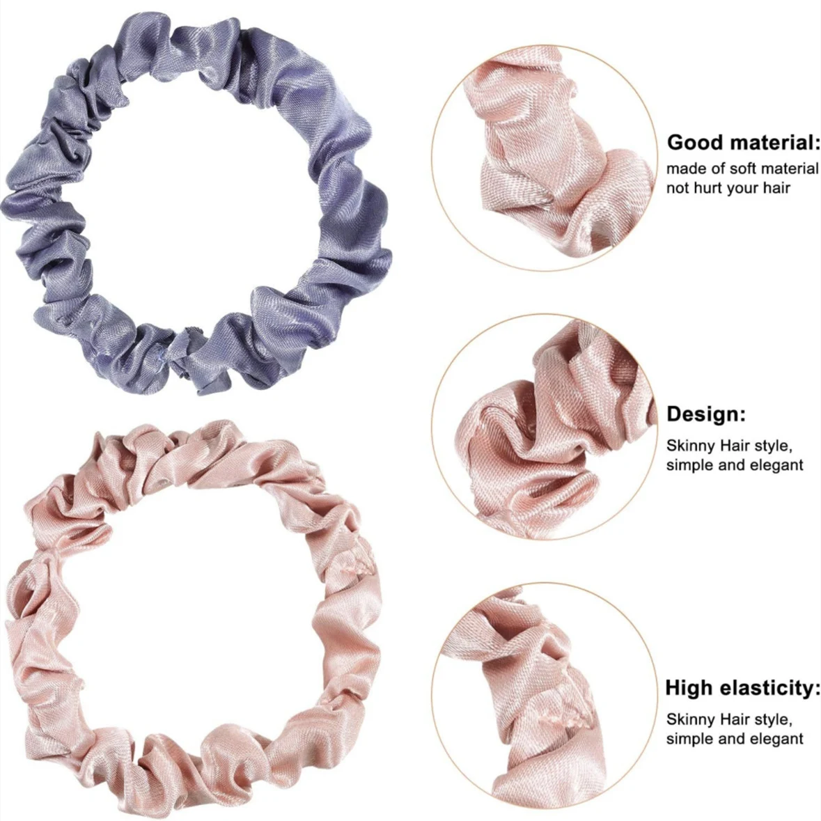 40PCS Silk-Like Women Elastic Hair Scrunchies For Women Hair Ties Rubber Band Hair Rope Accessories Wholesale