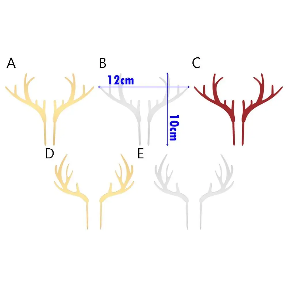 New Year Wedding Xmas Reindeer Elk Acrylic Deer Antler Christmas Decoration Cake Topper Party Supplies