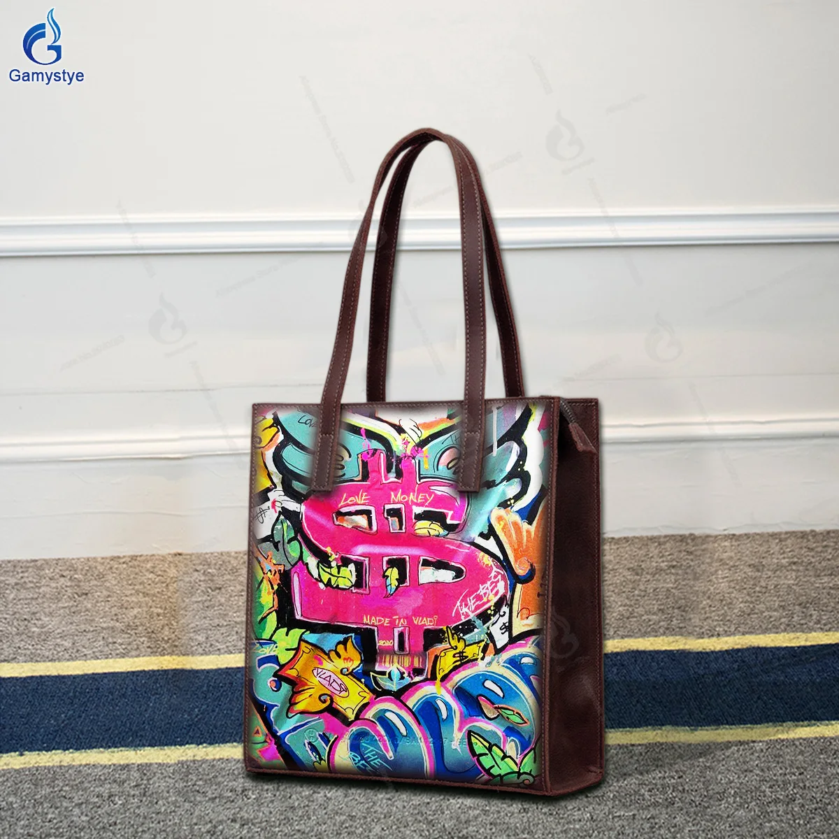 Hand Draw Cute Graffiti Customize Art Bags Ladies Designer Brand Handbags High Quality Messenger Shoulder Bag Genuine Leather