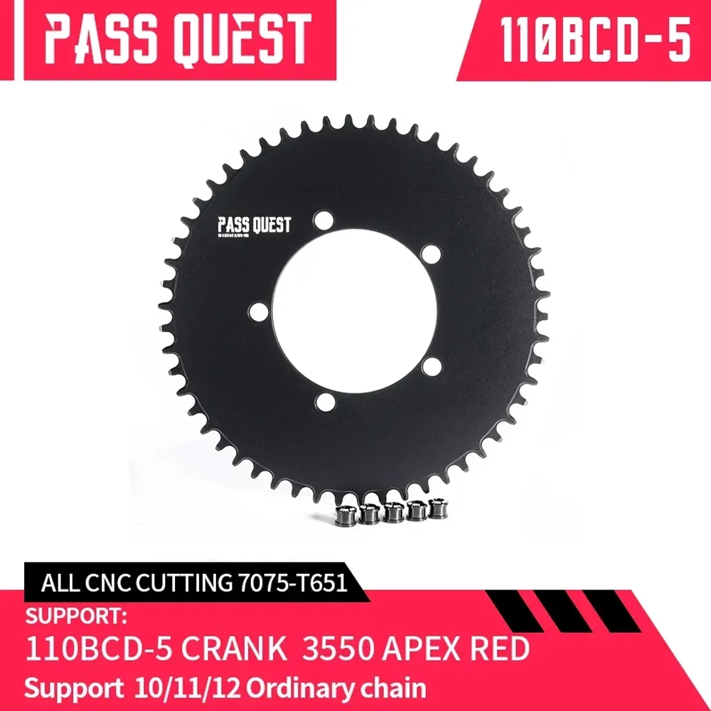 PASS QUEST 110BCD 5-Claws Chainring for SHIMANO DA7950/UT6750/TIAGRA 4650,Narrow Wide Chainwheel for 5-bolts 110BCD Crankset