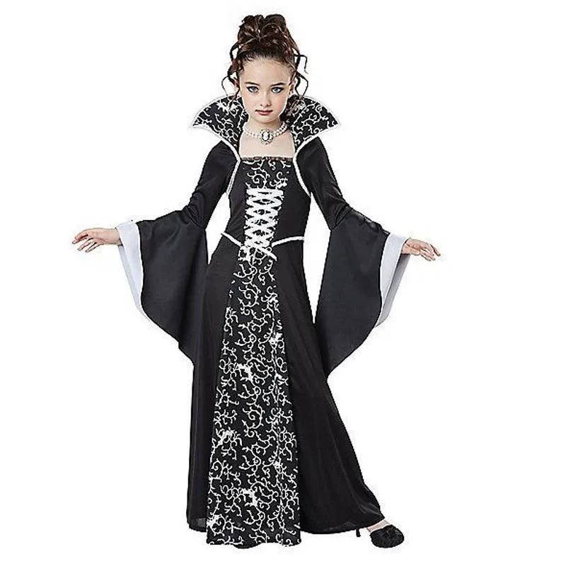 Costume de Cosplay de Vampire de Sorcière d'Halloween pour Enfant, Vêtement de Carnaval pour Fille