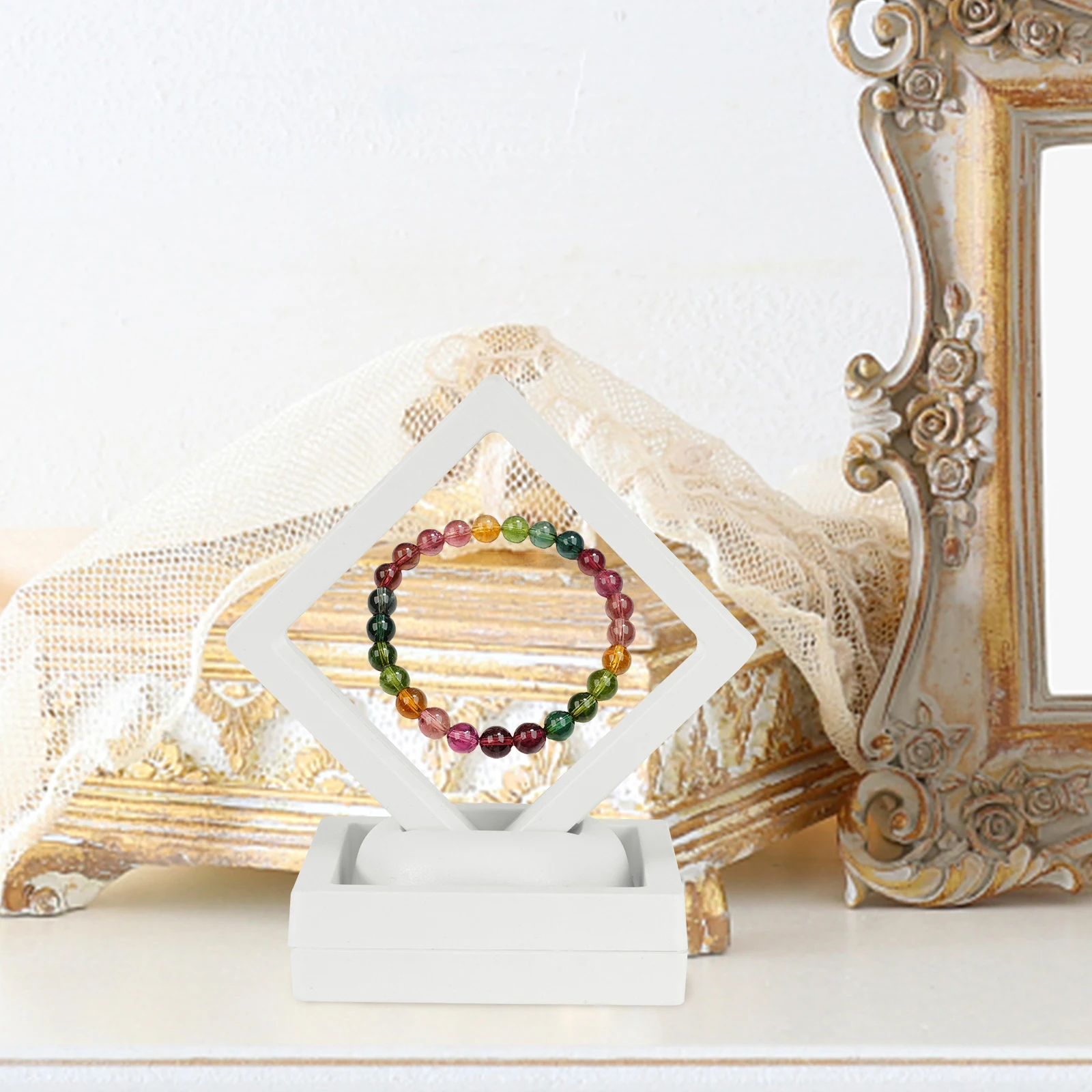 

6 Pcs Jewelry Display Box Ring Frame Shine Bracelet Holder Clear Abs (plastic) Transparent Pe Case Multi-purpose Floating