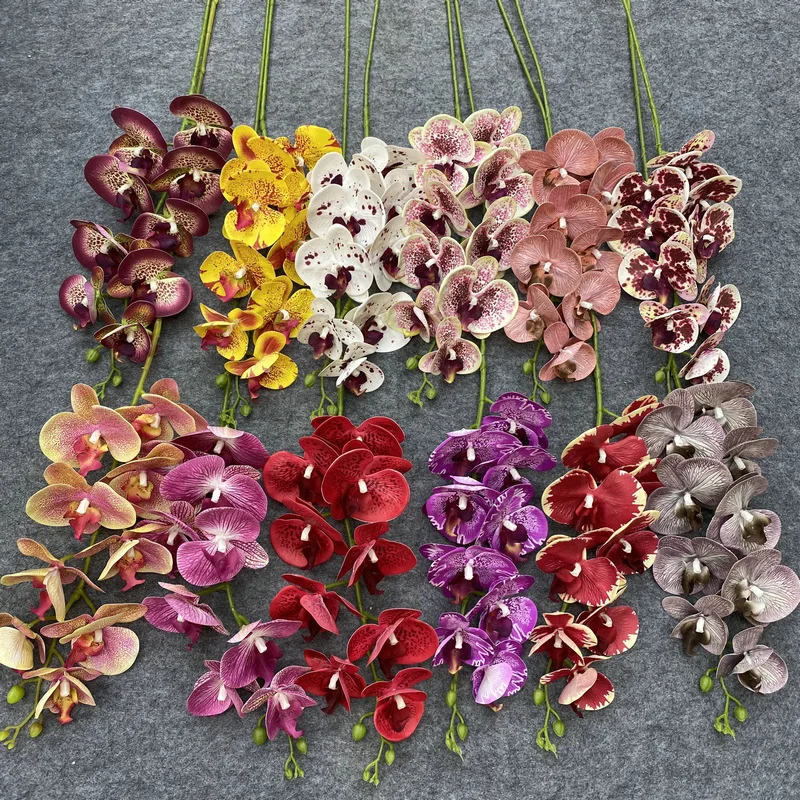 Neue künstliche Blume, 9 Köpfe, Schmetterling, Orchidee, langer Zweig für Wohnzimmer, Hochzeitsdekoration, Hoteltisch, fühlt sich echt an, gefälschte Blumen – Detail 2
