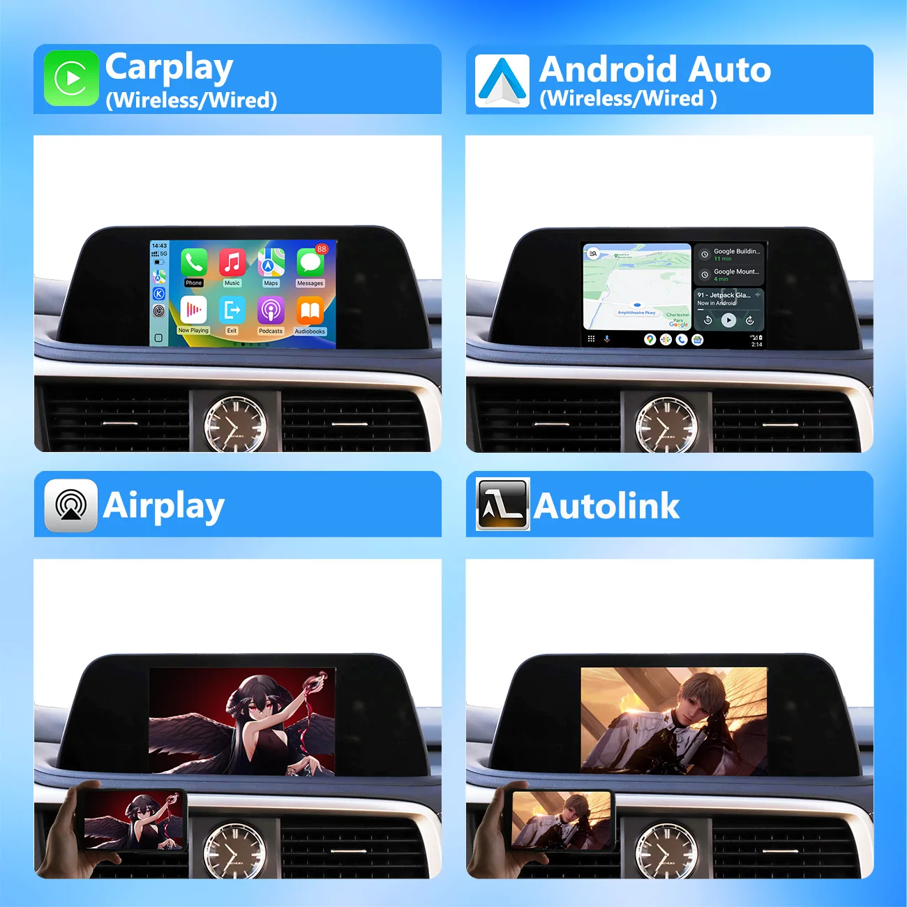 وحدة CarPlay اللاسلكية لكزس IS CT 2014-2020 لوحة اللمس الصغيرة أو عصا التحكم مع أندرويد Auto AirPlay Car Play CMS Support YT #3