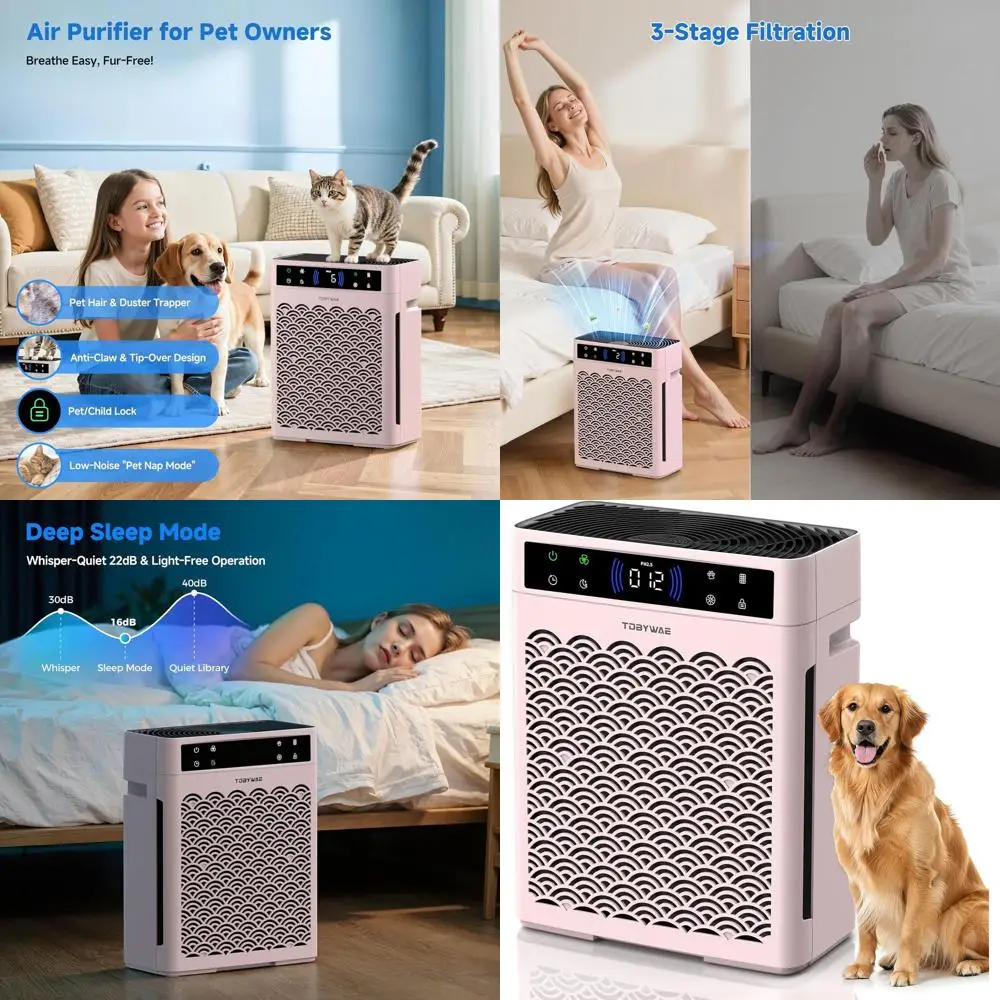 

Большой очиститель воздуха для дома, офисов и помещений, где есть животные - розовый