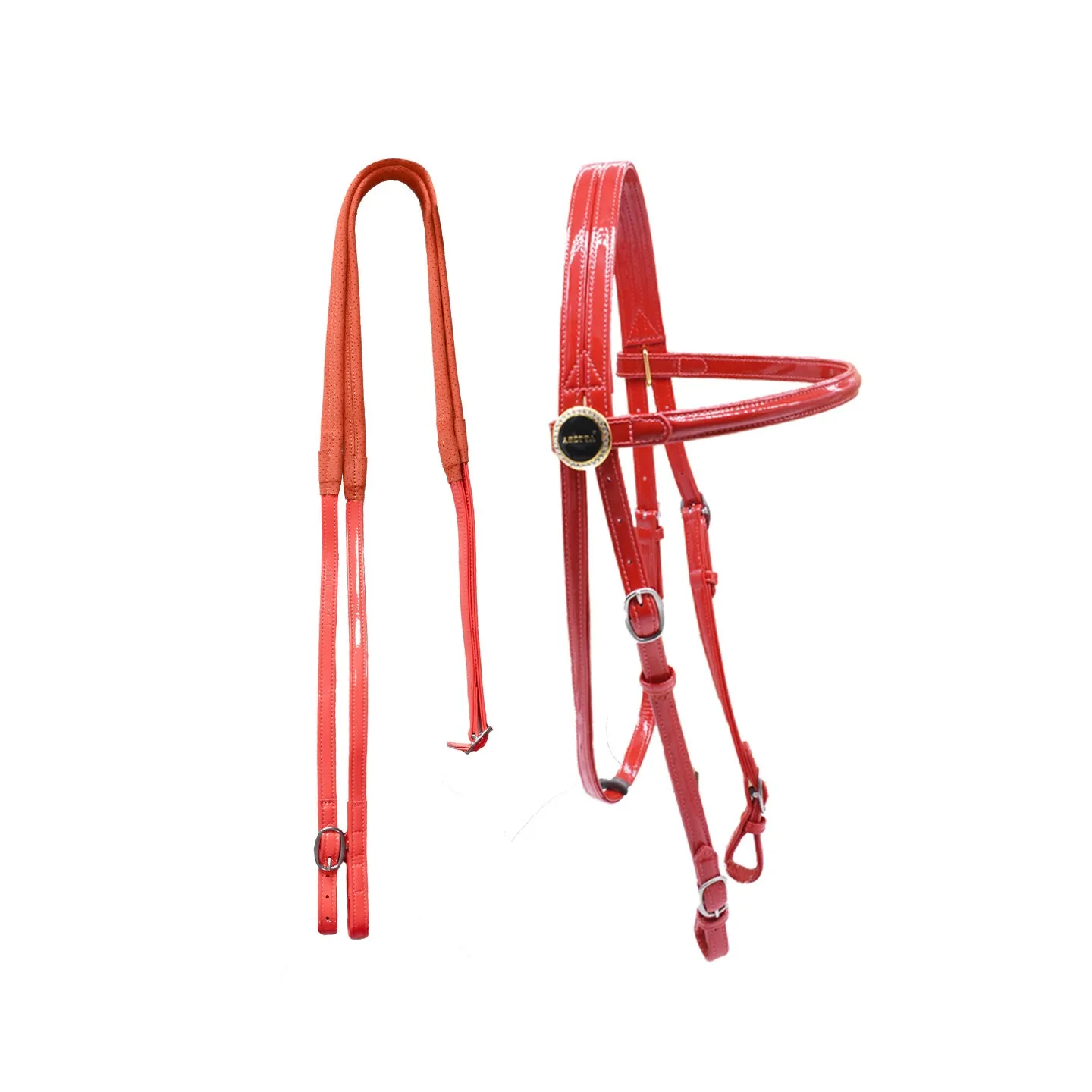 bride-pour-cheval-en-cuir-verni-premium-avec-renes-ajustable-tetiere-anglaise-Equipement-materiel-d'Equitation