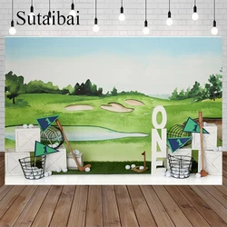 Golf Birthday Party Decoration Photography Backdrop Photo Booth Banner Background Sports Themed Supplies for Men Boy Adult Kids