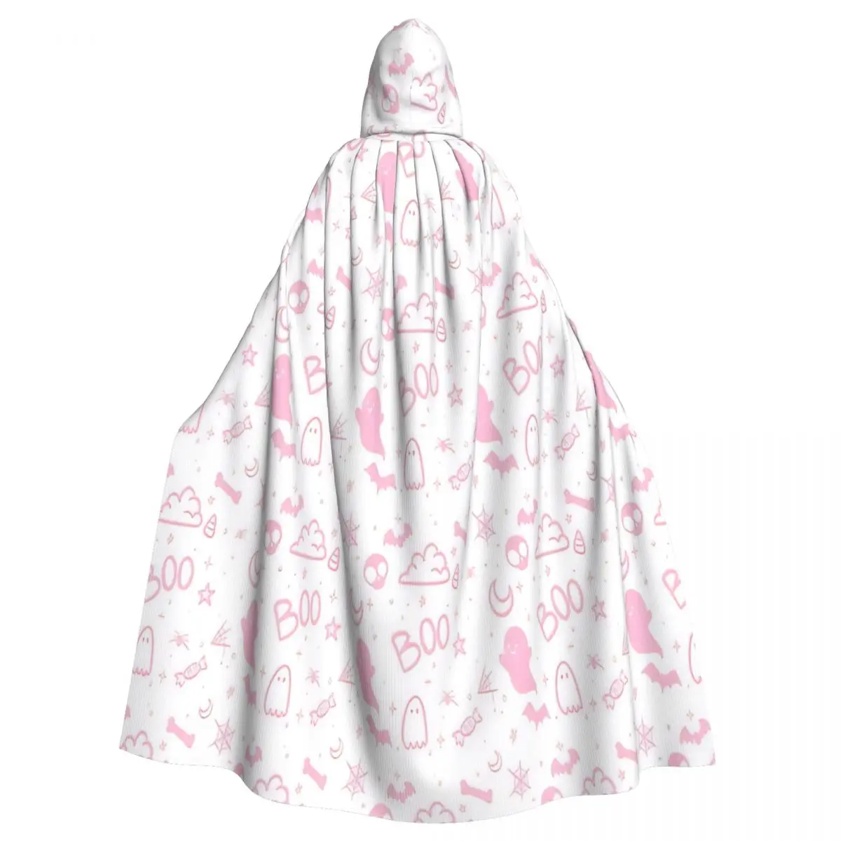 Cute Witchy Ghost Halloween Unique Cosplay Cloak Pink Coquette Ghost Hooded Cape for Aldult