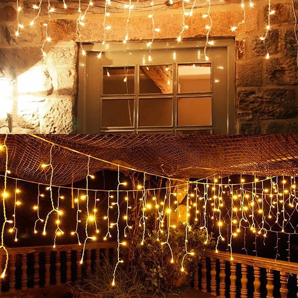 Kerst Slinger Led Gordijn Ijspegel Lichtslingers Hangend 0.4-0.6M Vakantie Licht Tuin Straat Buiten Decorative-4M 96Leds