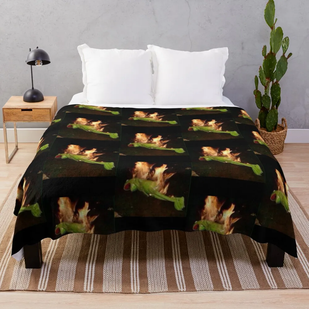 

Kermit on Fire Throw Blanket Cozy Light Blanket for Travel Camping Picnic