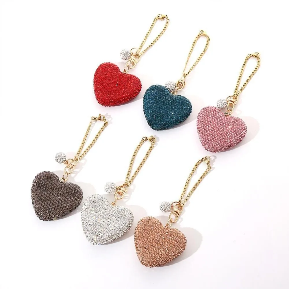 

New Heart Shape Glitter Key Chain Personalized Decorations Backpack Bag Decor Keychain Charm Car Key Rings for Cup Accessories