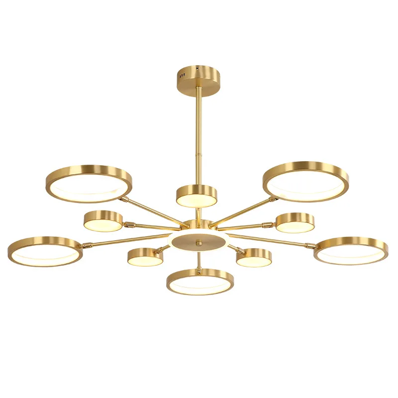 

Modern, all copper, chandelier, light luxury creative personality circle three-color dimming