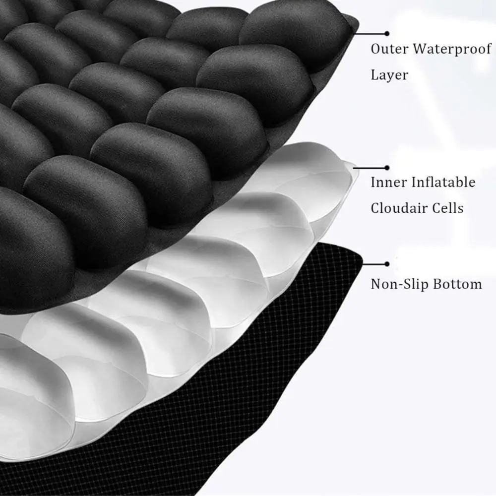 Travel Seat Cushion Comfortable 3D Air Cell Seat Cushion Inflatable Anti-Slip Portable Travel Cushion for Car Seat Office Chair
