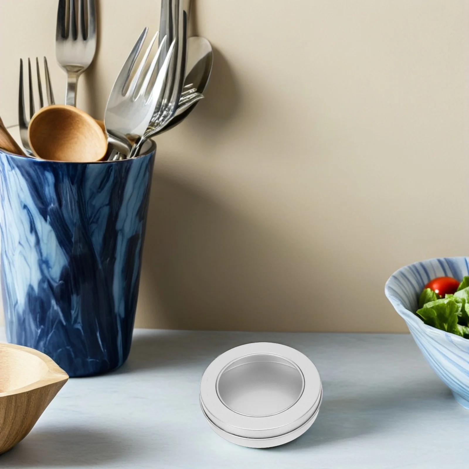 

12pcs Empty Tinplate Biscuit Tin Metal Cookie Can Round Container Window Lid Holiday Wedding Christmas Cake Storage Box Kitchen