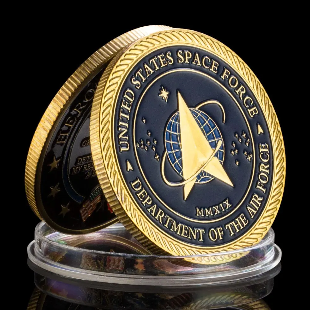 United States Space Force Challenge Coin and Heros Valor Prayer for Courage Coin Souvenirs Coins Golden Plated Decorations