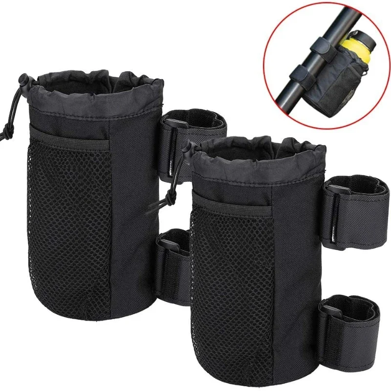 1PC Bicycle Motorbike Water Cup Holder Outdoor Oxford Cloth Bottle Bag Trolley Wheelchair with Mesh Bag Insulated Bumper Cover