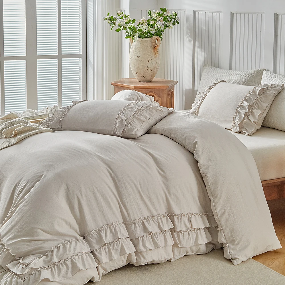 Duvet Cover Bedding Set Twin Full Queen King Size 135x200 Nordic Quilt Cover 240x220 Double Single Ruffle Lace Bed Linen 200x200 - view 3