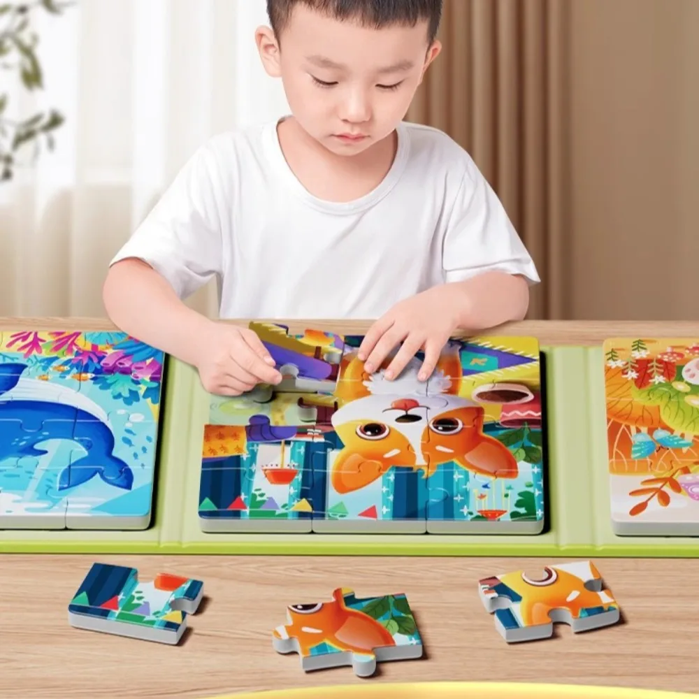 เด็กขนาดใหญ่ไม้จิ๊กซอว์ปริศนาเกมของเล่นเด็กการเรียนรู้การศึกษาสัตว์ทะเลป่าการจราจรรถปริศนาของเล่นเด็ก