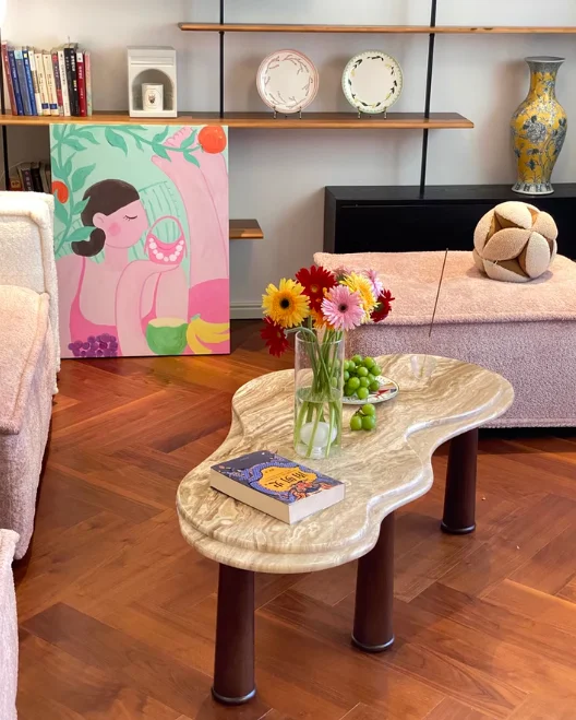 

Creative coffee table solid wood luxury stone special-shaped cloud small tea table designer living room home art