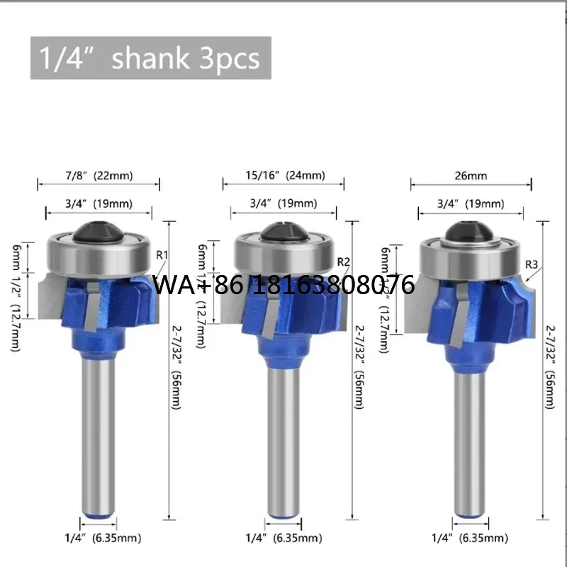 4-Flute Round Corner Router Bit, Edge Banding Radius Trimming Bit for Woodworking R-Chamfer & Edge Profiling