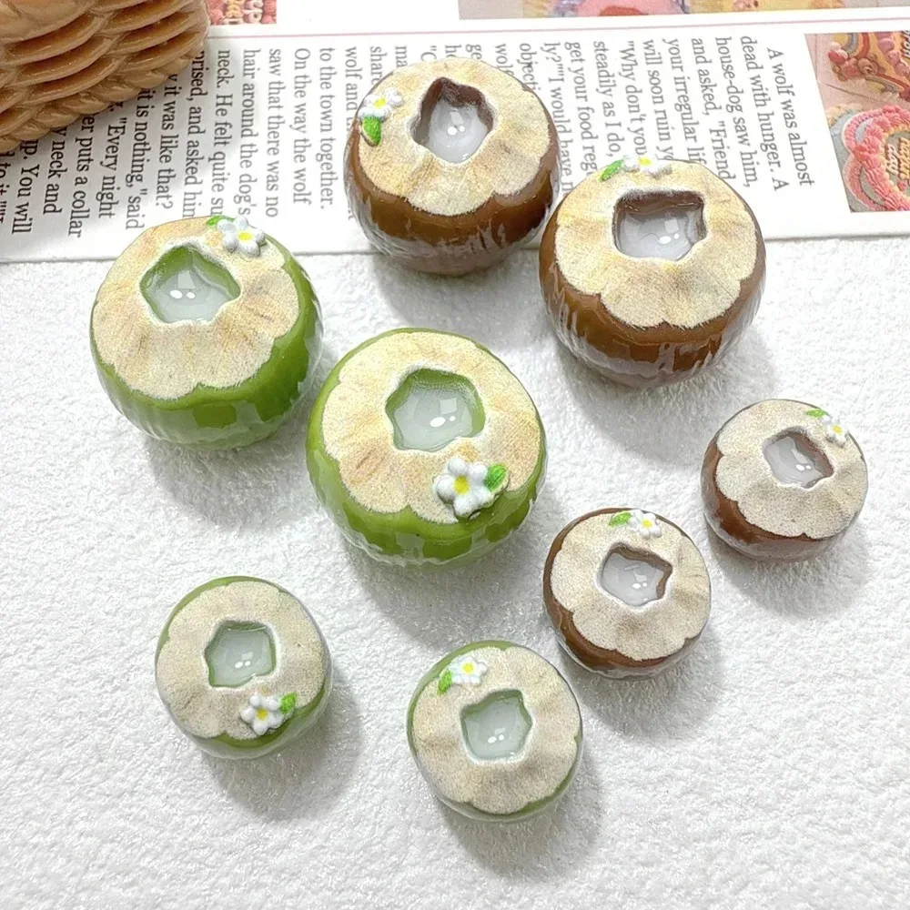 10pcs Simulated 3D Green Coconut Juice Resin Decorative Accessories Miniature desktop figurines making for pendant production