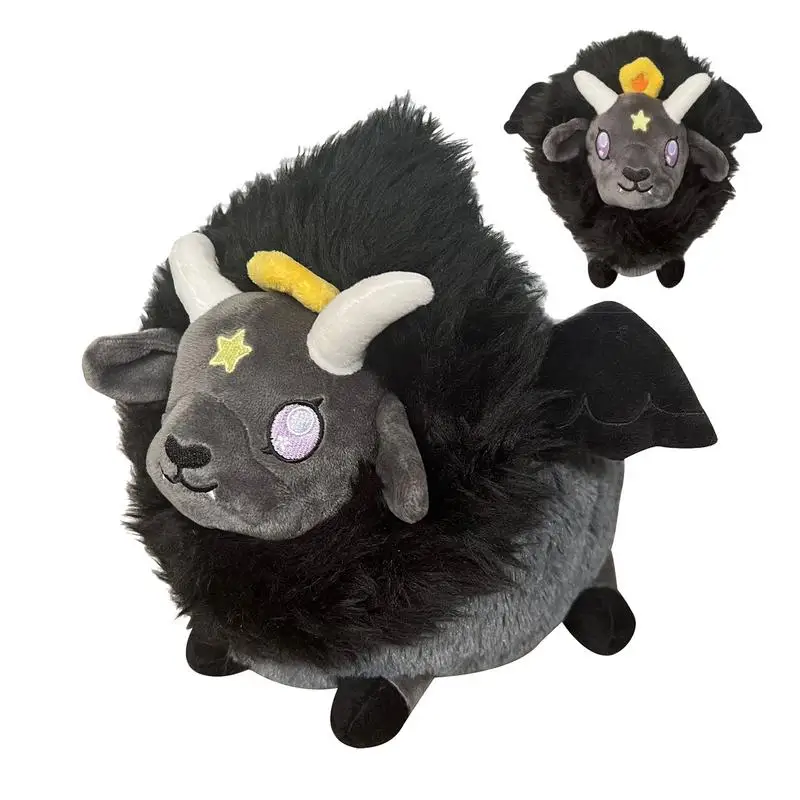 Baphomet Sheep Plush Cartoon Myth Sheep Stuffed Pillow Soft Decorative Animal Black Wings For Couch Sofa Car