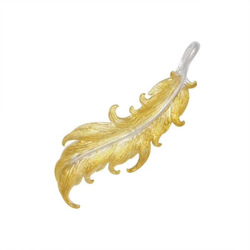 S925 Silver Feather Brooch,2 in 1 Lapel Pin, Minimalist Ins Style Jewelry for Women and Men